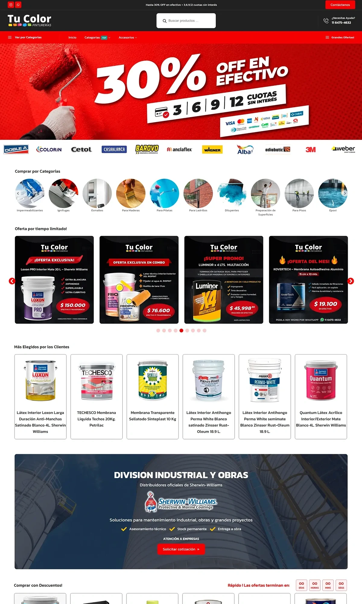 Diseño de tienda online para Tu Color Pinturerías, pinturería en Buenos Aires, realizado por Duclos Design