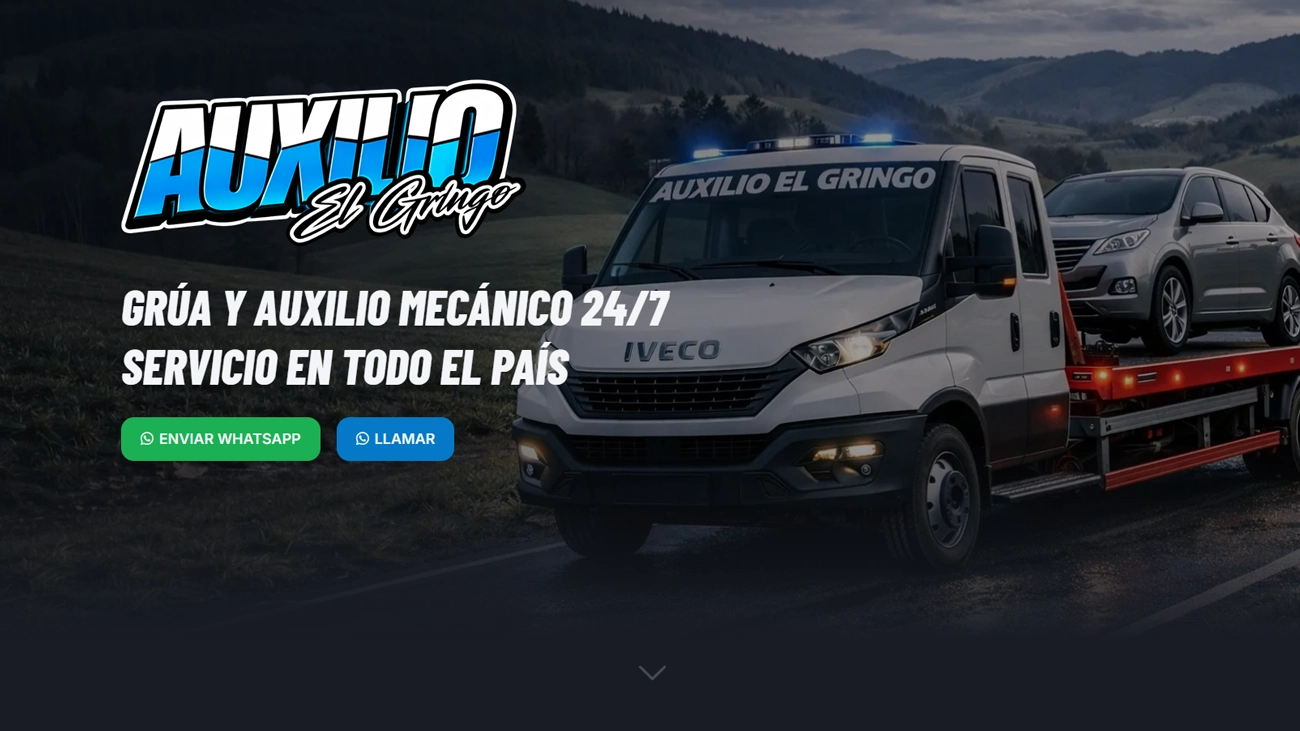 Diseño web para auxilio en ruta y grúas – El Gringo