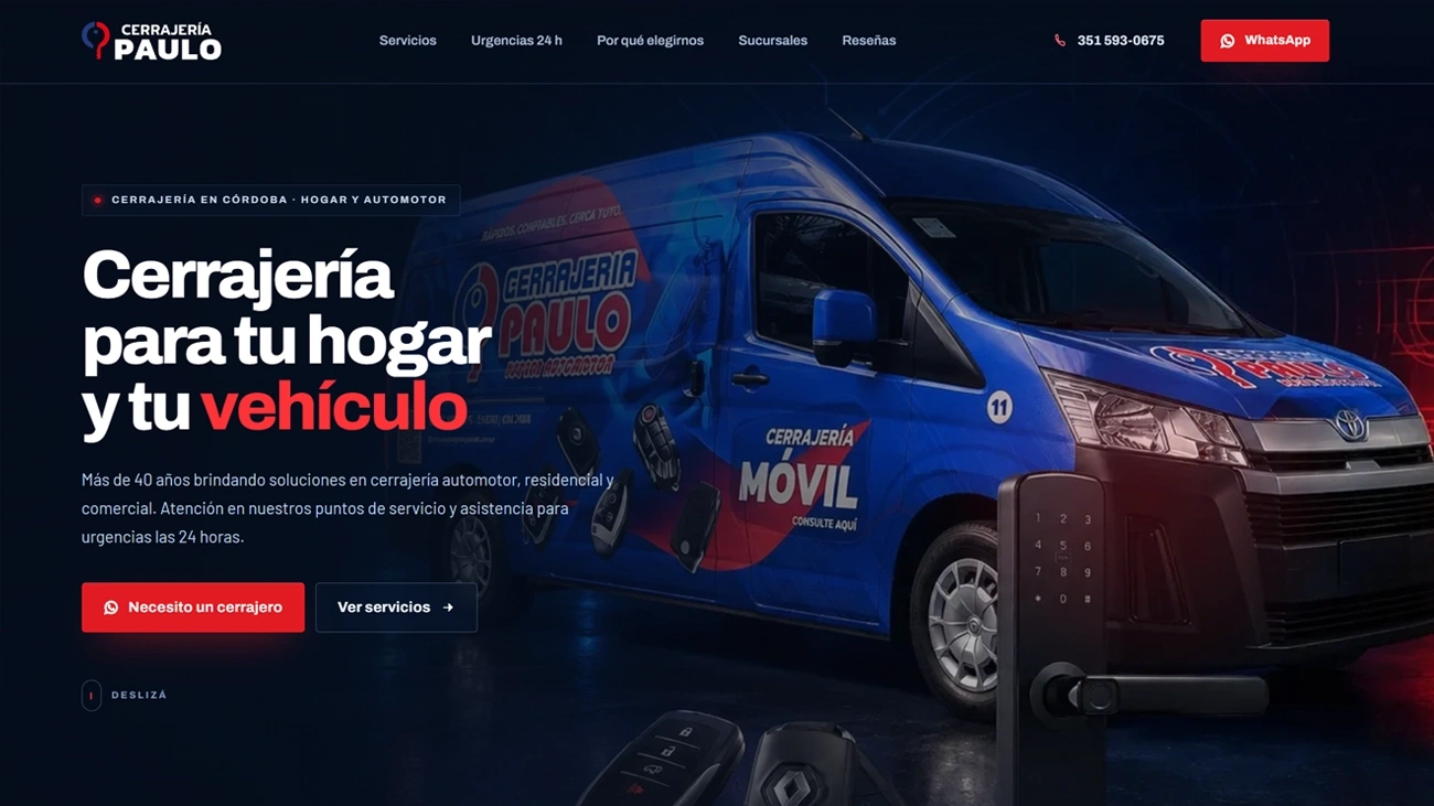 Diseño web para Cerrajería Paulo
