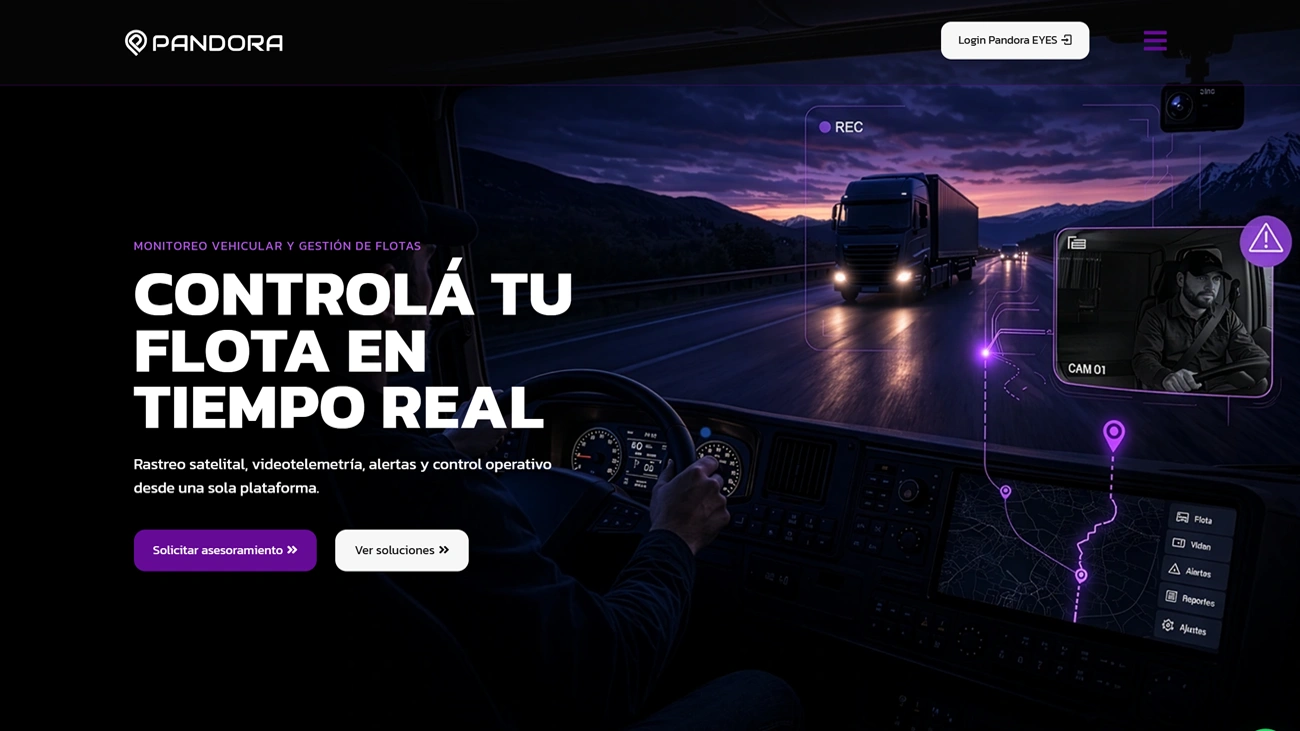 Diseño web para empresa de GPS y rastreo vehicular – Pandora