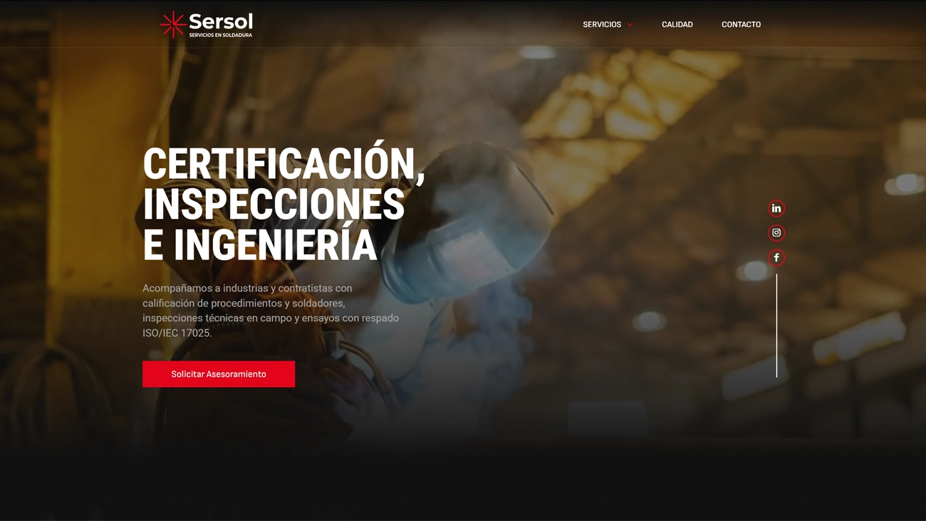 Diseño web para empresa de ingeniería en soldadura – Sersol