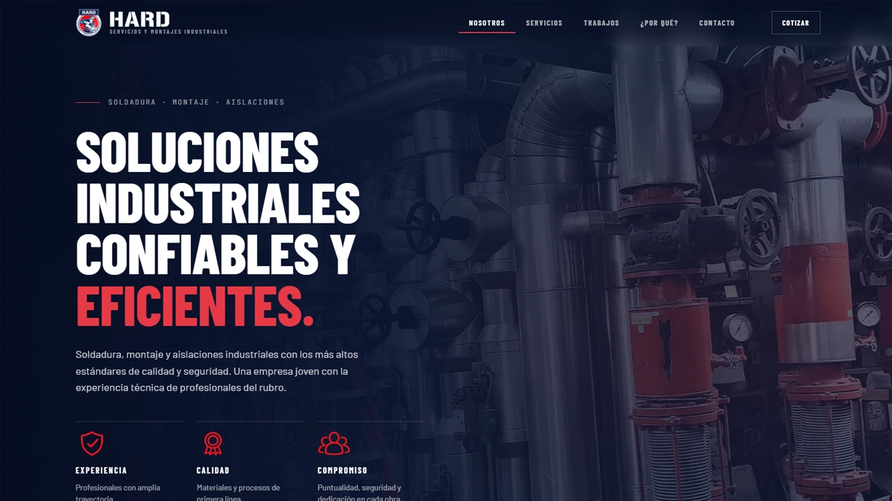 Diseño web para empresa de montajes industriales – Hard Montajes