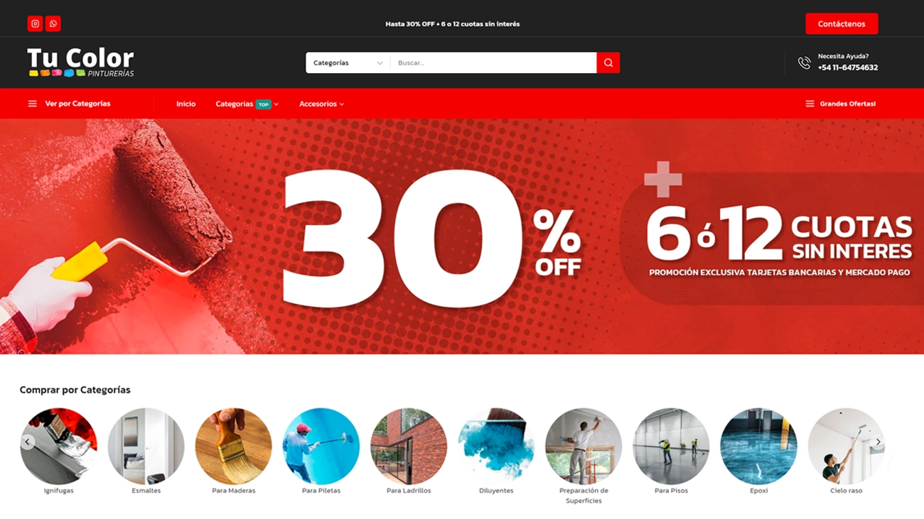 Diseño web para tienda online de pinturerías – Tu Color